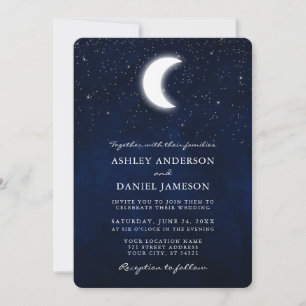 Invitation Céleste Lune et étoiles Mariage