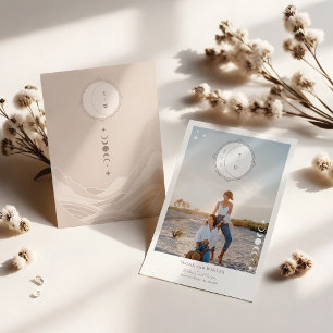 Invitation Céleste Lune Étoiles Monogramme Enregistrer La Dat