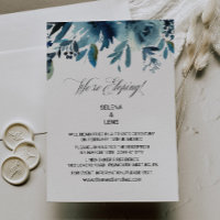Céleste Marine Blue Floral Elopement Réception