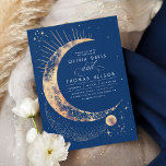Invitation Céleste mystique lune étoile Mariage Boho de nuit<br><div class="desc">Cette invitation est votre clé d'un monde d'émerveillement et d'amour. Créé pour des célébrations sous des thèmes tels que "Under the Stars", "Written in the Stars" ou "To the Moon and Back", il donne vie à l'allure époustouflante d'un ciel parsemé d'étoiles, invitant les visiteurs à un voyage à découvrir des...</div>