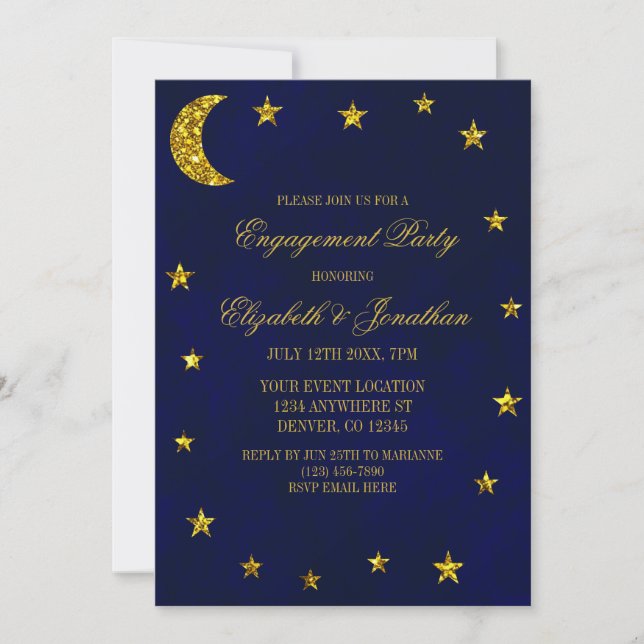 Invitation Céleste Night Sky Engagement Party (Devant)