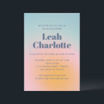 Invitation Céleste Pastel Blue Grainy Bat mitzvah dégradé<br><div class="desc">Bat mitzvah céleste Pastel bleu et rose Grainy Gradient Invitation</div>