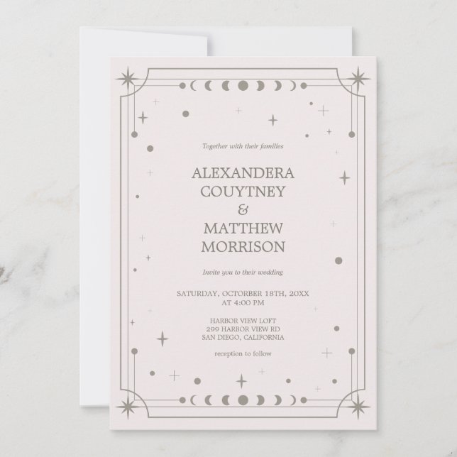 Invitation Céleste Photo de Nuit Étoilée Mariage (Devant)