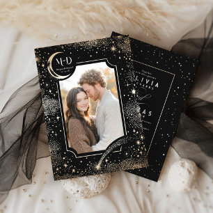 Invitation Céleste Romantique Starry Night Mariage Photo