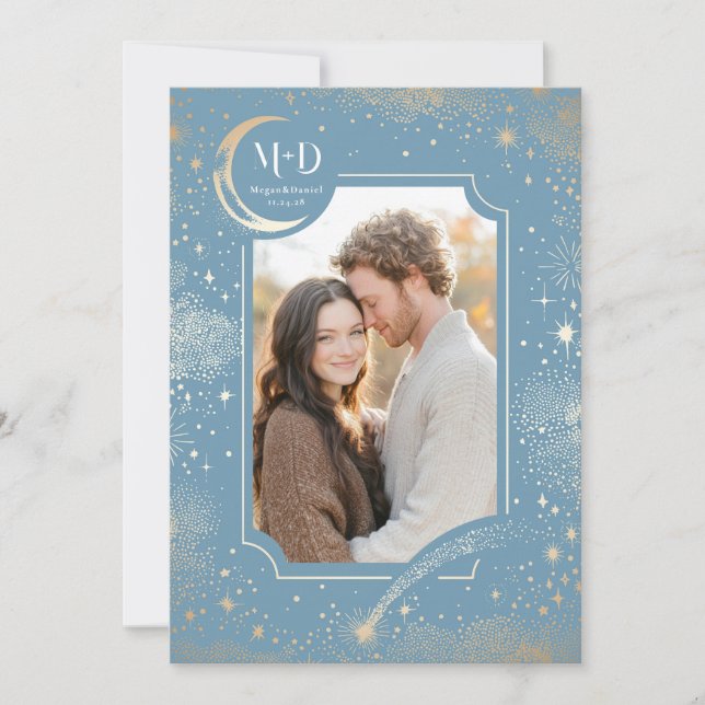 Invitation Céleste Romantique Starry Night Mariage Photo (Devant)