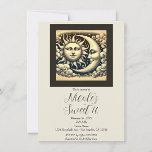 Invitation Céleste Vintage Soleil & Lune Douzième Anniversair