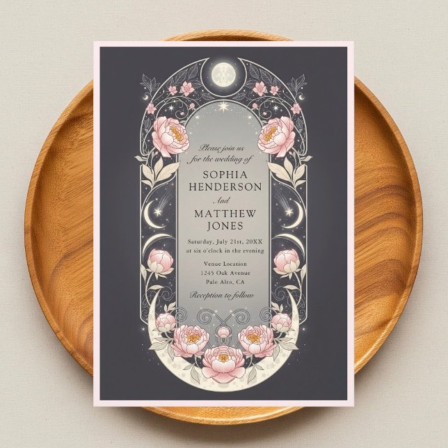 Invitation Celestial Blush Blossom Art Nouveau Wedding (Créateur téléchargé)