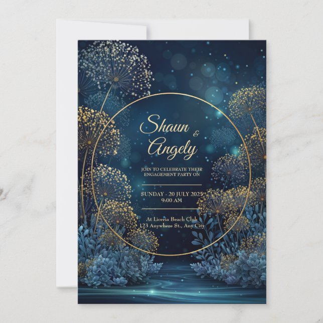 Invitation Celestial Gold Forest Circle Wedding (Devant)