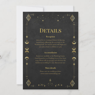 Invitation Celestial Gothic Black and Gold Wedding Details