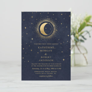 Invitation Celestial Midnight Blue Anglais Mariage espagnol