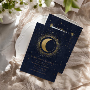 Invitation Celestial Midnight Blue Stars Photo Enregistrer La