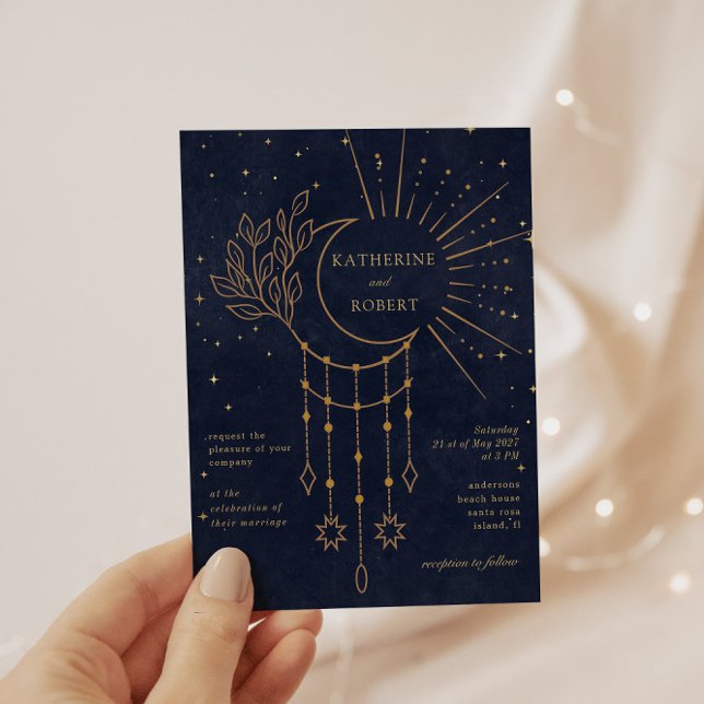 Invitation Celestial Midnight Stars Budget Mariage photo (Créateur téléchargé)