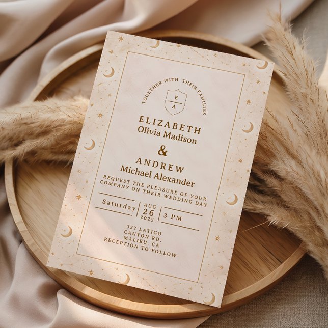 Invitation Celestial Moon And Stars Wedding (Créateur téléchargé)