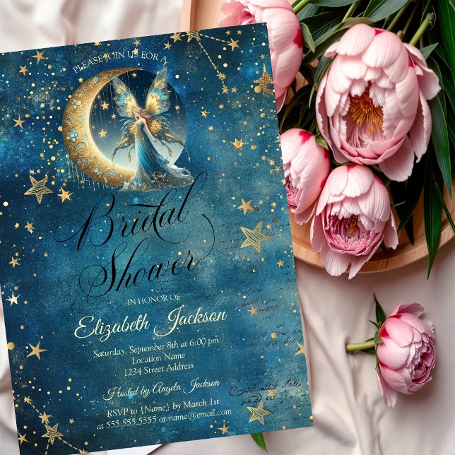 Invitation Celestial Moon Fairy Stars Bridal Shower (Créateur téléchargé)