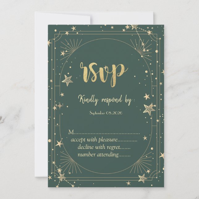 Invitation Celestial Moon Stars Frame Wedding RSVP   (Devant)