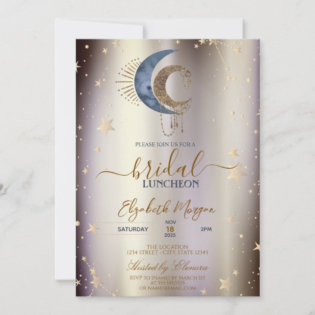 Invitation Celestial Moons,Stars Magical Bridal Luncheon  (Devant)