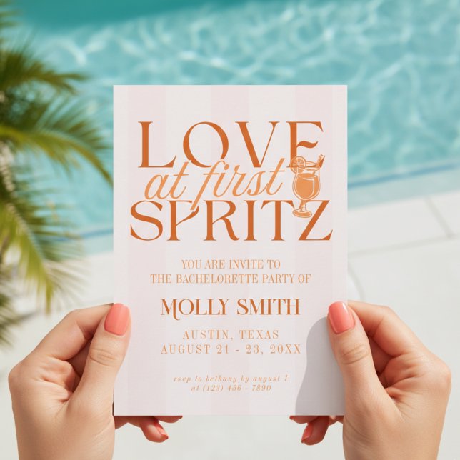 Invitation Célibataire de l'Amour au Premier Spritz (Love at First Spritz Bachelorette Invitation)