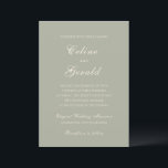 Invitation Celine Muted Green Mariage élégant<br><div class="desc">Invitations de mariage classiques avec un design simple et intemporel avec un script élégant et des polices serif traditionnelles.</div>