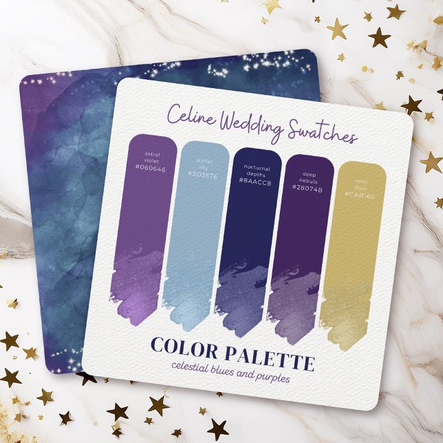 Invitation Céline ・ Palette couleur violet et bleu Mariage (Whether you're planning a wedding or simply love the colors - this swatch card is a helpful tool.)