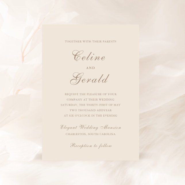 Invitation Celine Sandy Neutrals Mariage élégant (Créateur téléchargé)