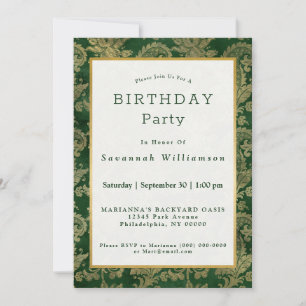 Invitation Celtic Green Gold Paisley Floral Anniversaire