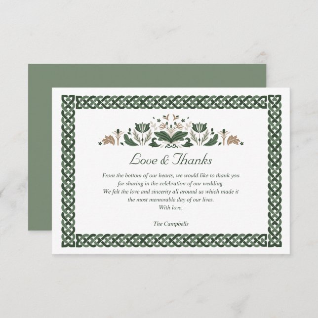 Invitation Celtic noeud Floral moderne irlandais Mariage MERC (Devant / Derrière)