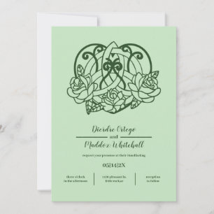 Invitation Celtic Triquetra Irish Heart Green Handfasting
