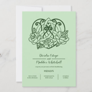 Invitation Celtic Triquetra Irish Heart Green Handfasting