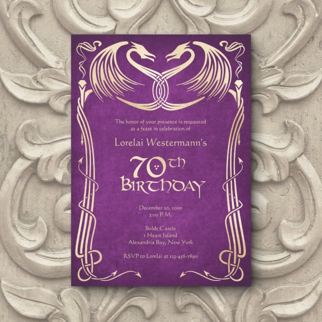 Invitation Celtic Viking Dragon 70e anniversaire (Créateur téléchargé)