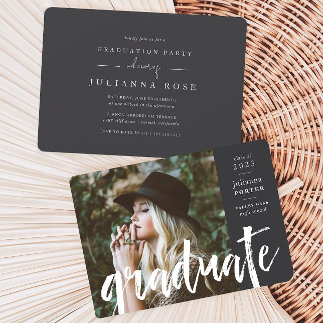 Invitation Cendre | Partie de graduation de superposition esq (Créateur téléchargé)