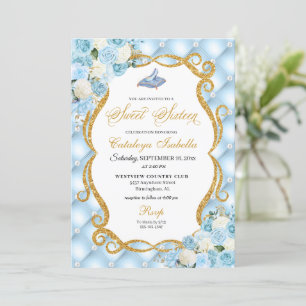 Invitation Cendrillon bleu Chaussure en verre Princesse Sweet