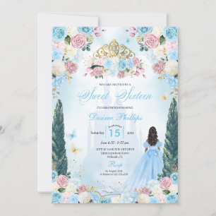 Invitation Cendrillon bleu et rose Fairytale Princess Sweet 1