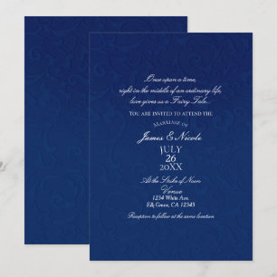 Invitation Cendrillon Bleu Nuit Élégant Mariage Conte de Fées
