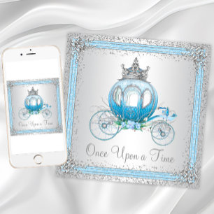 Invitation Cendrillon Bleue princesse fête d'anniversaire