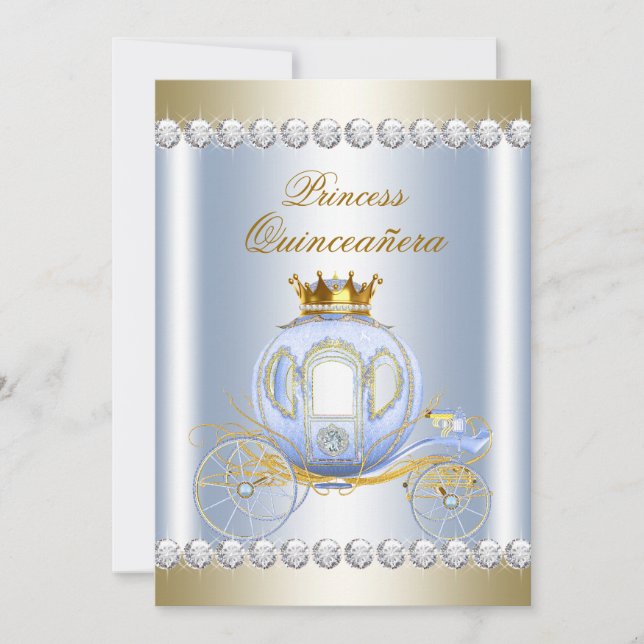 Invitation Cendrillon Blue Princess Quinceanera (Devant)