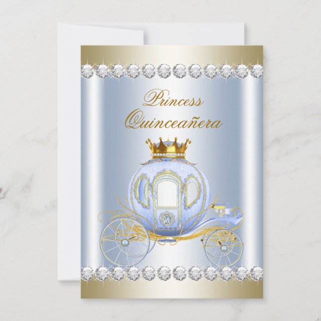 Invitation Cendrillon Blue Princess Quinceanera (Devant)