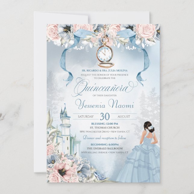 Invitation Cendrillon Fairy Tale Princess Castle Quinceanera (Devant)