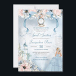 Invitation Cendrillon Fairy Tale Princesse Sweet 16 Anniversa<br><div class="desc">Cette belle élégante invitation à conte de fées invitation vos invités avec un thème de Cendrillon, avec un château, belle botanique rose et bleu floral, une glissière en verre manquante et l'invité d'honneur dans une robe de bal magnifique. Tout le texte est entièrement personnalisable et peut être modifié selon vos...</div>