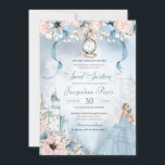 Invitation Cendrillon Fairy Tale Princesse Sweet 16 Anniversa<br><div class="desc">Cette belle élégante invitation à conte de fées invitation vos invités avec un thème de Cendrillon, avec un château, belle botanique rose et bleu floral, une glissière en verre manquante et l'invité d'honneur dans une robe de bal magnifique. Tout le texte est entièrement personnalisable et peut être modifié selon vos...</div>
