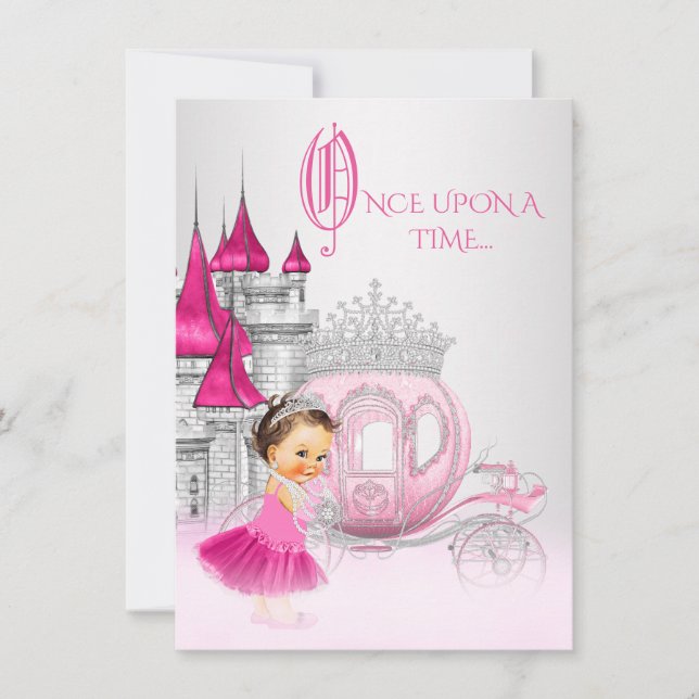 Invitation Cendrillon Il était une fois Rose Princesse Annive (Devant)
