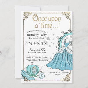 Invitation Cendrillon Illustré Thème de conte fée