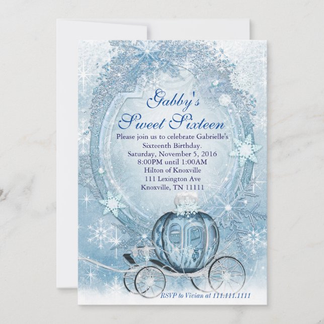 Invitation Cendrillon Invitation, Cendrillon Sweet sixteen (Devant)