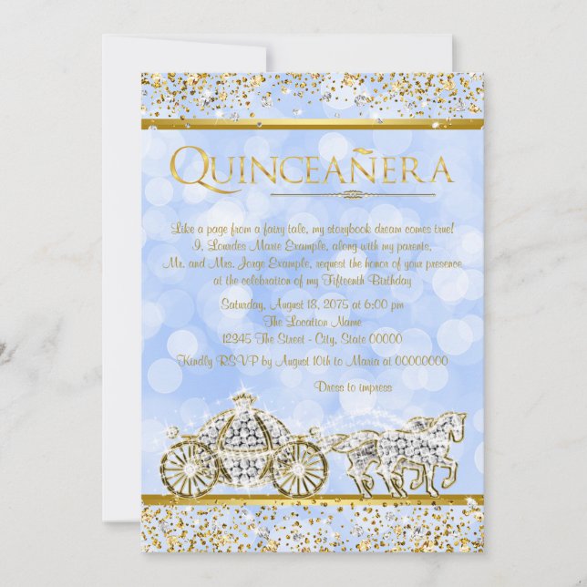 Invitation Cendrillon Princesse Cheval Carrosse Quinceanera (Devant)