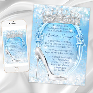 Invitation Cendrillon Princesse Pantoufle de Verre Quinceaner