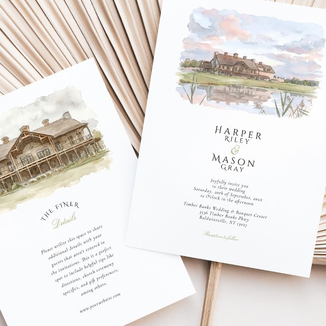 Invitation Centre de Mariage et de Banquet Timber Banks (Créateur téléchargé)