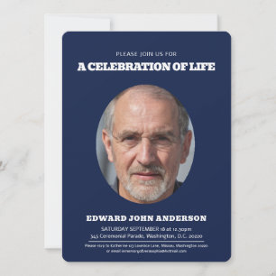 Invitation Centre de service commémoratif photo ovale bleu bl