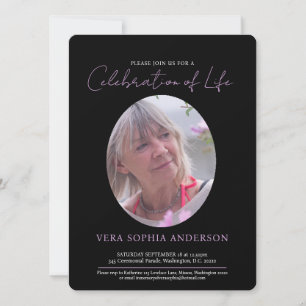 Invitation Centre de service commémoratif photo ovale noir bl