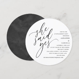 Invitation Cercle Blanc Script Elle A Dit Oui Partie Engageme