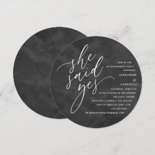 Invitation Cercle Blanc Script Elle A Dit Oui Partie Engageme