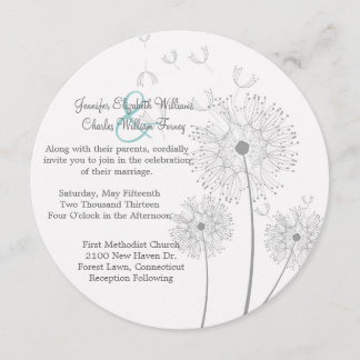 Invitation Cercle de Dandelion blanc et gris